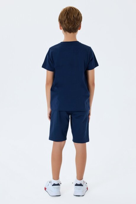 U.S. Polo Assn. Erkek Çocuk %100 Pamuk Bisiklet Yaka Nakışlı Yazlık Regular Fit Lacivert Bermuda Takım US2404-C-V2 - 4