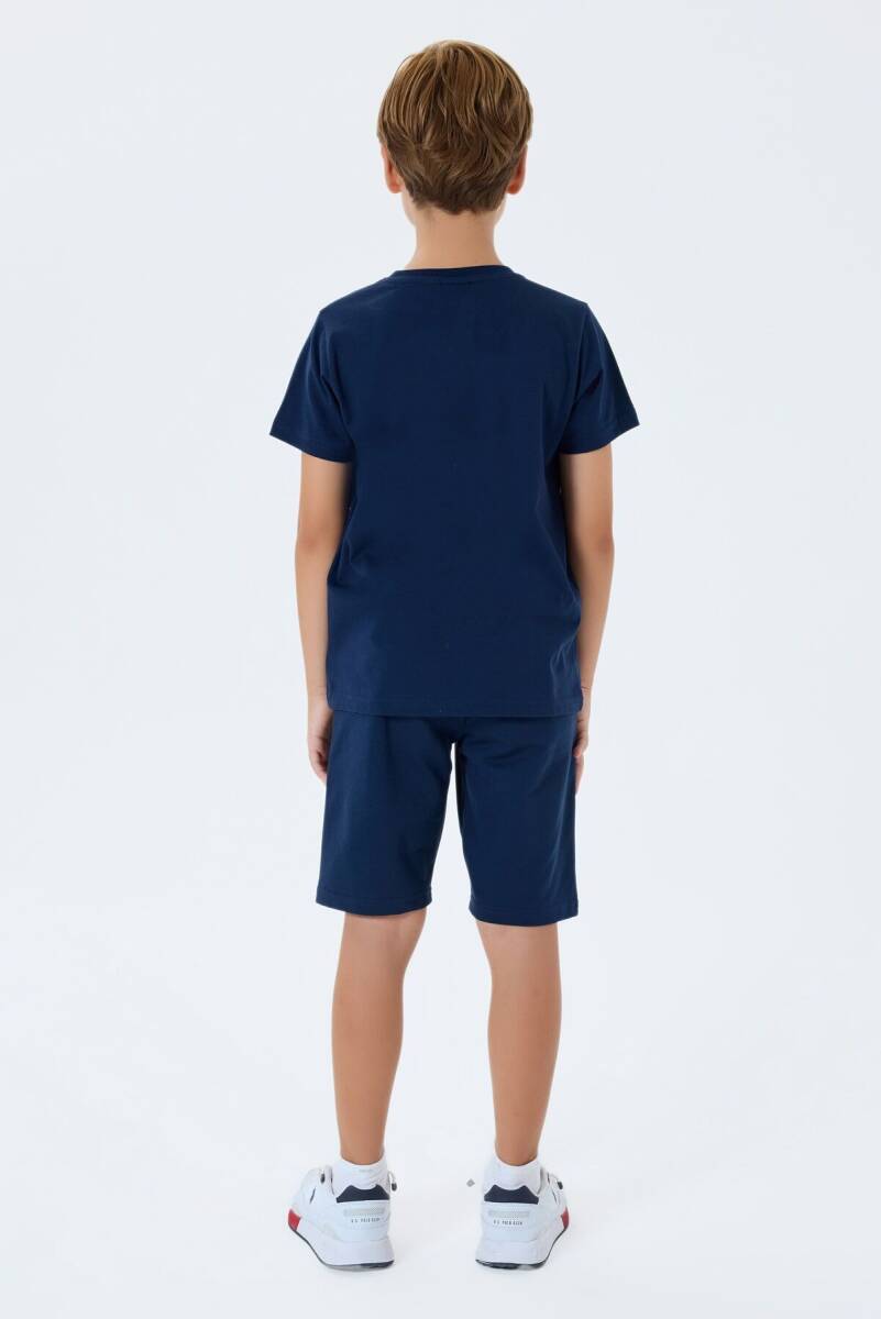 U.S. Polo Assn. Erkek Çocuk %100 Pamuk Bisiklet Yaka Nakışlı Yazlık Regular Fit Lacivert Bermuda Takım US2404-C-V2 - 4