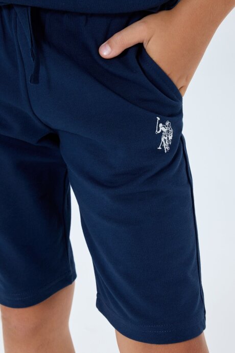 U.S. Polo Assn. Erkek Çocuk %100 Pamuk Bisiklet Yaka Nakışlı Yazlık Regular Fit Lacivert Bermuda Takım US2406-C-V1 - 3