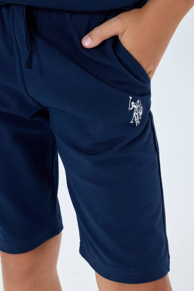 U.S. Polo Assn. Erkek Çocuk %100 Pamuk Bisiklet Yaka Nakışlı Yazlık Regular Fit Lacivert Bermuda Takım US2406-C-V1 - 3