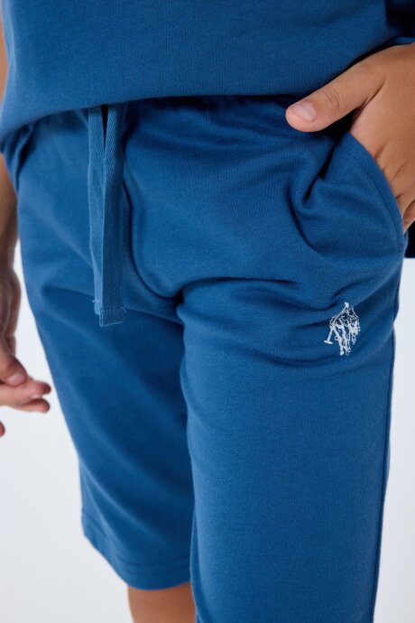U.S. Polo Assn. Erkek Çocuk %100 Pamuk Bisiklet Yaka Nakışlı Yazlık Regular Fit Lacivert Bermuda Takım US2408-C-V2 - 3