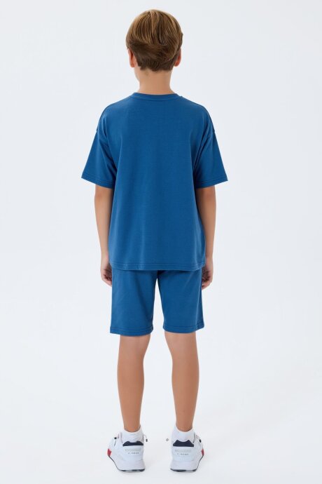 U.S. Polo Assn. Erkek Çocuk %100 Pamuk Bisiklet Yaka Nakışlı Yazlık Regular Fit Lacivert Bermuda Takım US2408-C-V2 - 4