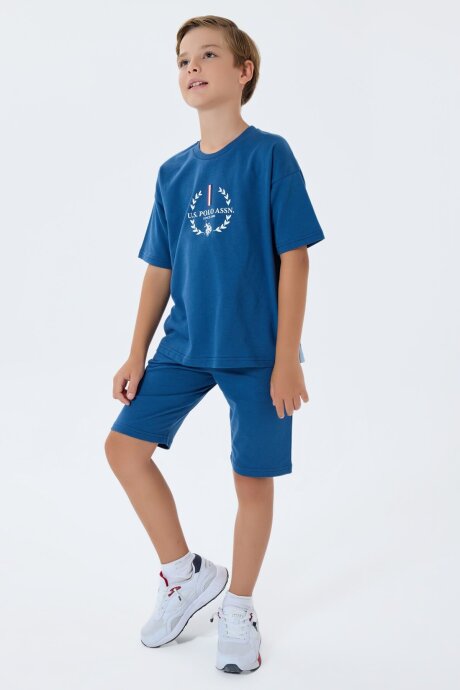 U.S. Polo Assn. Erkek Çocuk %100 Pamuk Bisiklet Yaka Nakışlı Yazlık Regular Fit Lacivert Bermuda Takım US2408-C-V2 - 5
