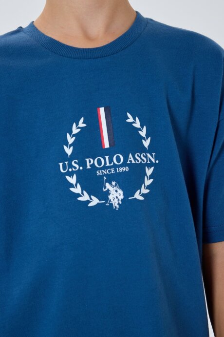 U.S. Polo Assn. Erkek Çocuk Bisiklet Yaka Nakışlı Yazlık Regular Fit Lacivert Bermuda Takım US2408-C-V2 (1)