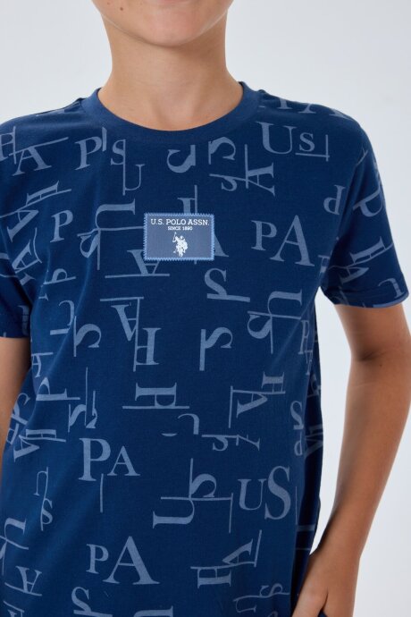 U.S. Polo Assn. Erkek Çocuk %100 Pamuk Bisiklet Yaka Nakışlı Yazlık Regular Fit Lacivert Bermuda Takım US2411-C-V2 - 3