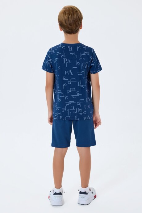 U.S. Polo Assn. Erkek Çocuk %100 Pamuk Bisiklet Yaka Nakışlı Yazlık Regular Fit Lacivert Bermuda Takım US2411-C-V2 - 4