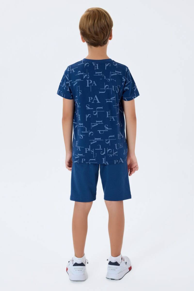 U.S. Polo Assn. Erkek Çocuk %100 Pamuk Bisiklet Yaka Nakışlı Yazlık Regular Fit Lacivert Bermuda Takım US2411-C-V2 - 4