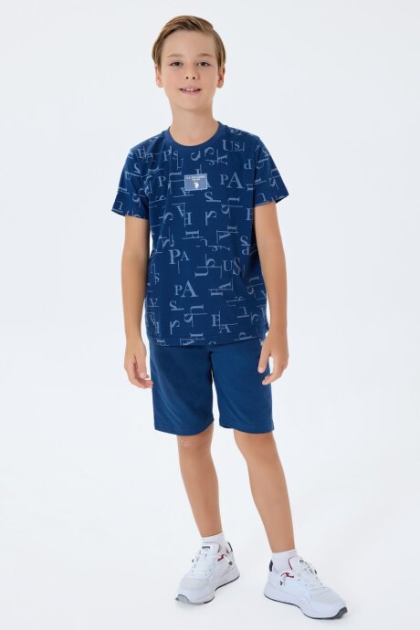 U.S. Polo Assn. Erkek Çocuk %100 Pamuk Bisiklet Yaka Nakışlı Yazlık Regular Fit Lacivert Bermuda Takım US2411-C-V2 - 5
