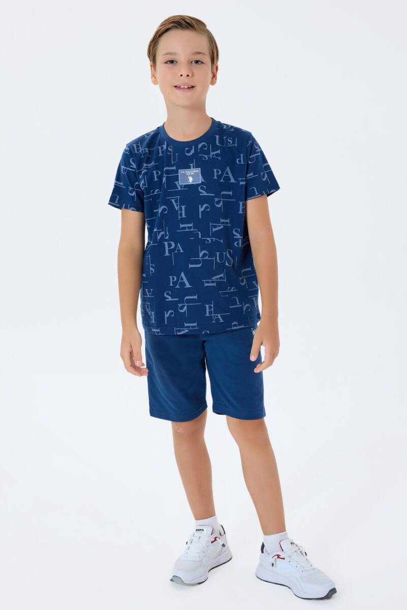 U.S. Polo Assn. Erkek Çocuk %100 Pamuk Bisiklet Yaka Nakışlı Yazlık Regular Fit Lacivert Bermuda Takım US2411-C-V2 - 5