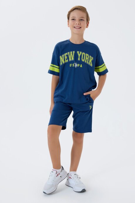 U.S. Polo Assn. Erkek Çocuk Bisiklet Yaka Nakışlı Yazlık Regular Fit Lacivert Bermuda Takım US2415-C-V1