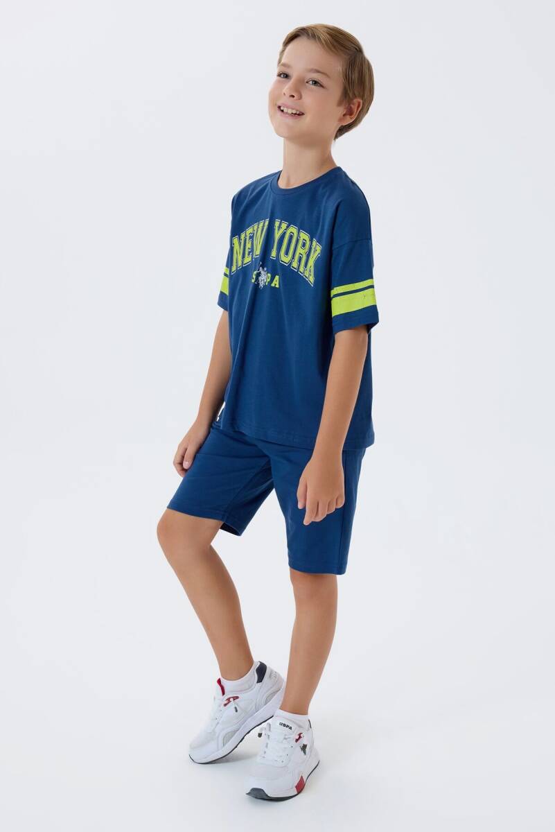 U.S. Polo Assn. Erkek Çocuk Bisiklet Yaka Nakışlı Yazlık Regular Fit Lacivert Bermuda Takım US2415-C-V1 - 2