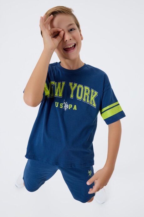 U.S. Polo Assn. Erkek Çocuk Bisiklet Yaka Nakışlı Yazlık Regular Fit Lacivert Bermuda Takım US2415-C-V1 - 5