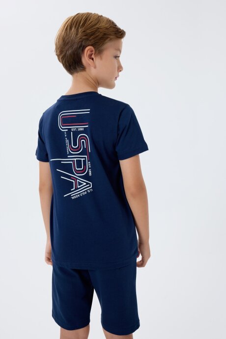 U.S. Polo Assn. Erkek Çocuk %100 Pamuk Bisiklet Yaka Nakışlı Yazlık Regular Fit Lacivert Bermuda Takım US2416-C-V1 - 4