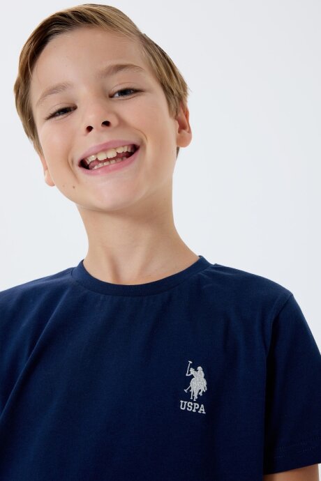 U.S. Polo Assn. Erkek Çocuk %100 Pamuk Bisiklet Yaka Nakışlı Yazlık Regular Fit Lacivert Bermuda Takım US2416-C-V1 - 5