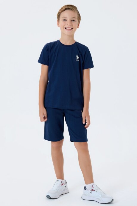 U.S. Polo Assn. Erkek Çocuk Bisiklet Yaka Nakışlı Yazlık Regular Fit Lacivert Bermuda Takım US2416-C-V1 (1)