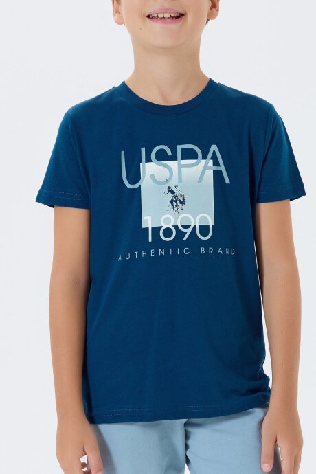 U.S. Polo Assn. Erkek Çocuk %100 Pamuk Bisiklet Yaka Nakışlı Yazlık Regular Fit Lacivert Bermuda Takım US2419-C-V2 - 2