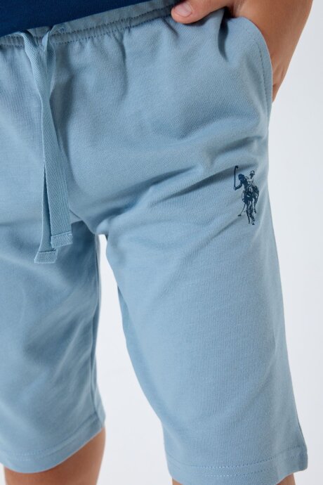 U.S. Polo Assn. Erkek Çocuk %100 Pamuk Bisiklet Yaka Nakışlı Yazlık Regular Fit Lacivert Bermuda Takım US2419-C-V2 - 3