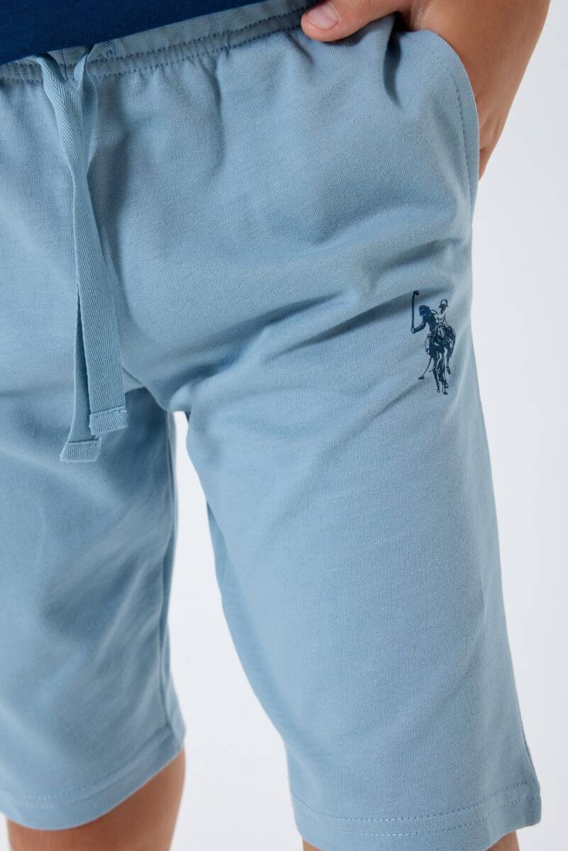 U.S. Polo Assn. Erkek Çocuk %100 Pamuk Bisiklet Yaka Nakışlı Yazlık Regular Fit Lacivert Bermuda Takım US2419-C-V2 - 3