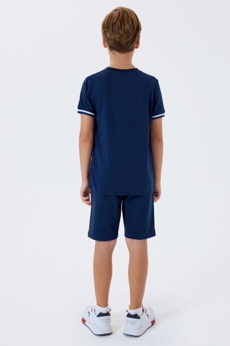 U.S. Polo Assn. Erkek Çocuk %100 Pamuk Bisiklet Yaka Nakışlı Yazlık Regular Fit Lacivert Bermuda Takım US2426-C-V1 - 4