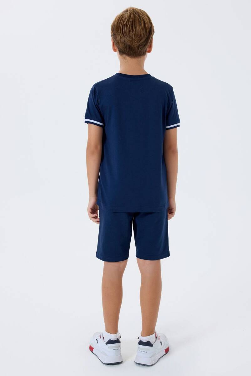 U.S. Polo Assn. Erkek Çocuk %100 Pamuk Bisiklet Yaka Nakışlı Yazlık Regular Fit Lacivert Bermuda Takım US2426-C-V1 - 4