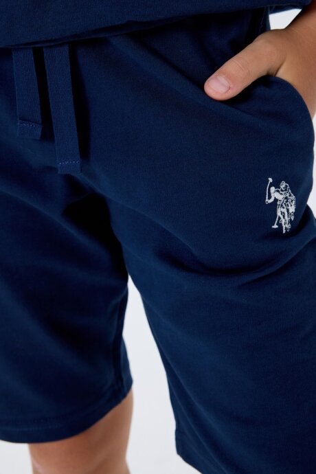 U.S. Polo Assn. Erkek Çocuk %100 Pamuk Bisiklet Yaka Nakışlı Yazlık Regular Fit Lacivert Bermuda Takım US2426-C-V1 - 5