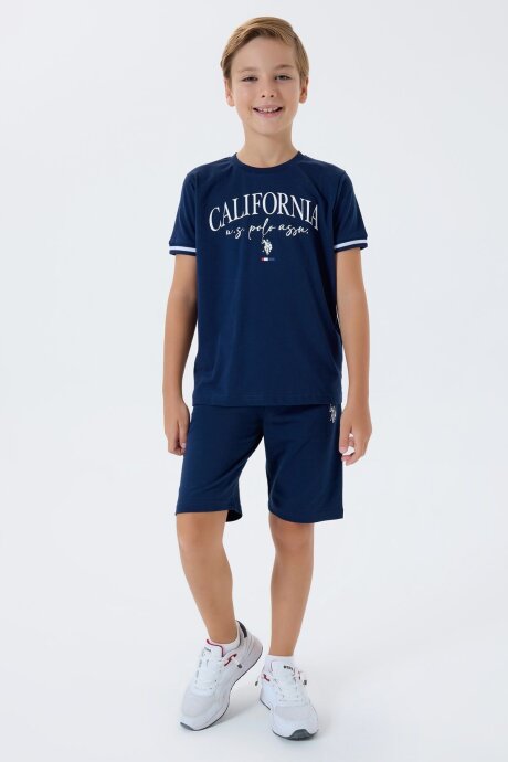 U.S. Polo Assn. Erkek Çocuk Bisiklet Yaka Nakışlı Yazlık Regular Fit Lacivert Bermuda Takım US2426-C-V1 (1)