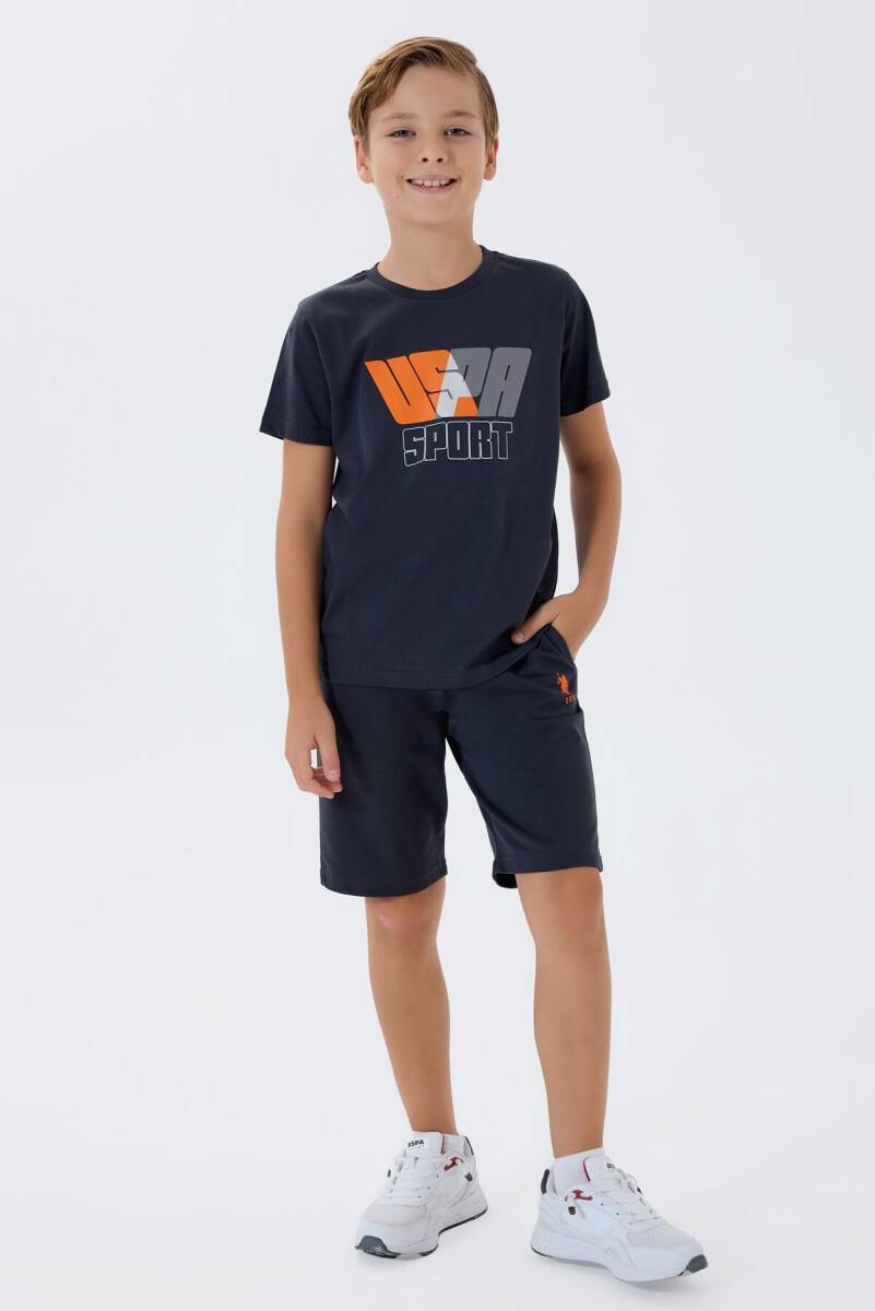 U.S. Polo Assn. Erkek Çocuk Bisiklet Yaka Nakışlı Yazlık Regular Fit Lacivert Bermuda Takım US2432-C-V2 - 2