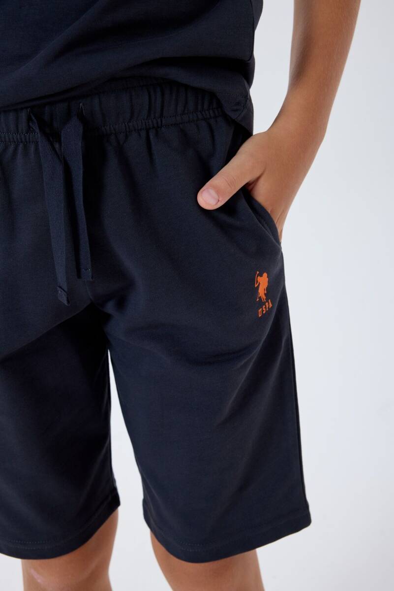 U.S. Polo Assn. Erkek Çocuk Bisiklet Yaka Nakışlı Yazlık Regular Fit Lacivert Bermuda Takım US2432-C-V2 - 5