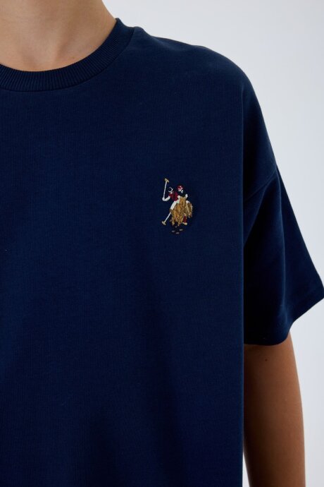 U.S. Polo Assn. Erkek Çocuk %100 Pamuk Bisiklet Yaka Nakışlı Yazlık Regular Fit Lacivert Bermuda Takım US2434-C-V3 - 3