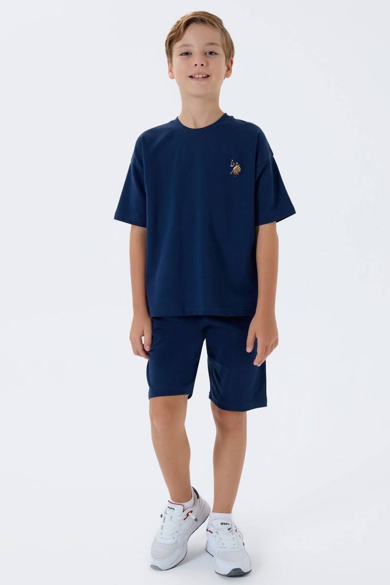 U.S. Polo Assn. Erkek Çocuk %100 Pamuk Bisiklet Yaka Nakışlı Yazlık Regular Fit Lacivert Bermuda Takım US2434-C-V3 - 5