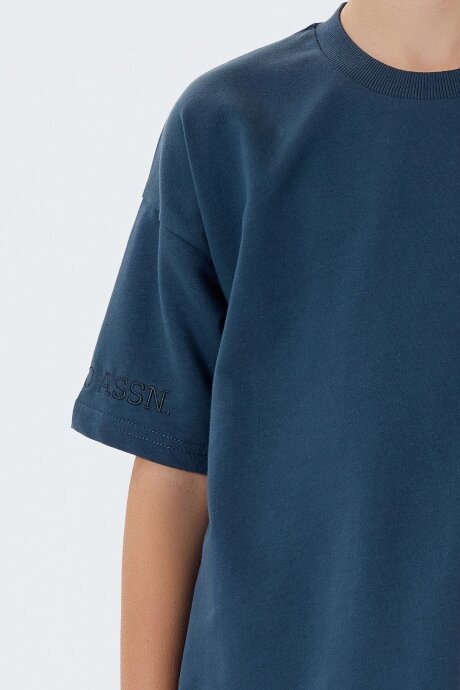 U.S. Polo Assn. Erkek Çocuk %100 Pamuk Bisiklet Yaka Nakışlı Yazlık Regular Fit Lacivert Bermuda Takım US2435-C-V1 - 3