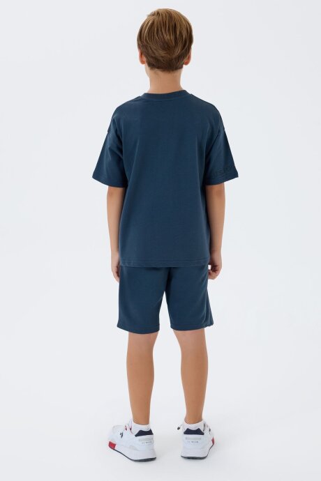 U.S. Polo Assn. Erkek Çocuk %100 Pamuk Bisiklet Yaka Nakışlı Yazlık Regular Fit Lacivert Bermuda Takım US2435-C-V1 - 4