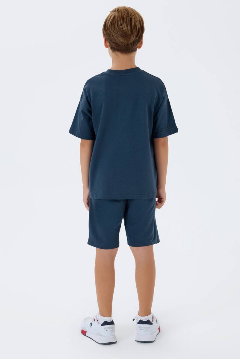 U.S. Polo Assn. Erkek Çocuk %100 Pamuk Bisiklet Yaka Nakışlı Yazlık Regular Fit Lacivert Bermuda Takım US2435-C-V1 - 4