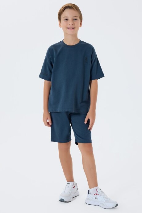 U.S. Polo Assn. Erkek Çocuk %100 Pamuk Bisiklet Yaka Nakışlı Yazlık Regular Fit Lacivert Bermuda Takım US2435-C-V1 - 5