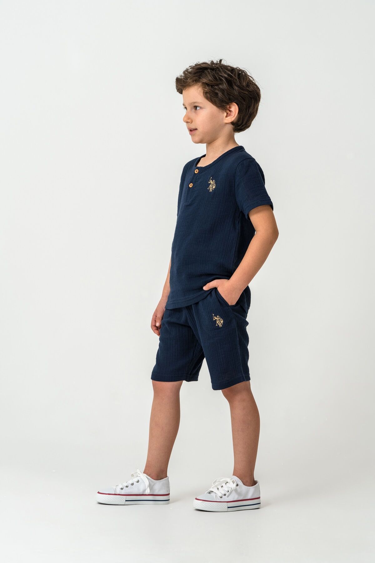 U.S. Polo Assn. Erkek Çocuk Lacivert Bermuda Takım