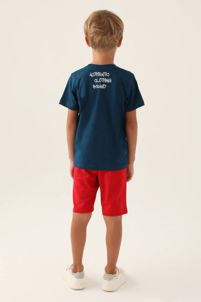 U.S. Polo Assn. Erkek Çocuk Pamuklu Bisiklet Yaka Pigment Baskılı Yazlık Regular Fit Lacivert Bermuda Takım US1751-C-V2 - 5