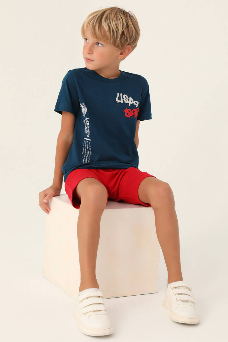 U.S. Polo Assn. Erkek Çocuk Bisiklet Yaka Pigment Baskılı Yazlık Regular Fit Lacivert Bermuda Takım US1751-C-V2 - 3