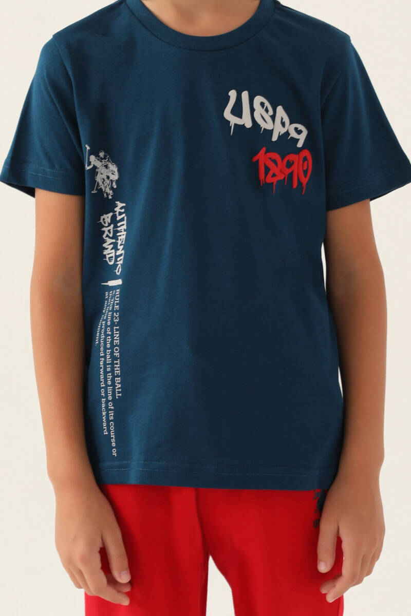 U.S. Polo Assn. Erkek Çocuk Bisiklet Yaka Pigment Baskılı Yazlık Regular Fit Lacivert Bermuda Takım US1751-C-V2 - 4