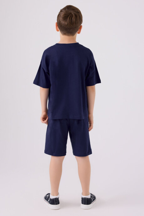U.S. Polo Assn. Erkek Çocuk Pamuklu Bisiklet Yaka Pigment Baskılı Yazlık Regular Fit Mavi Bermuda Takım US1779-C-V1 - 5