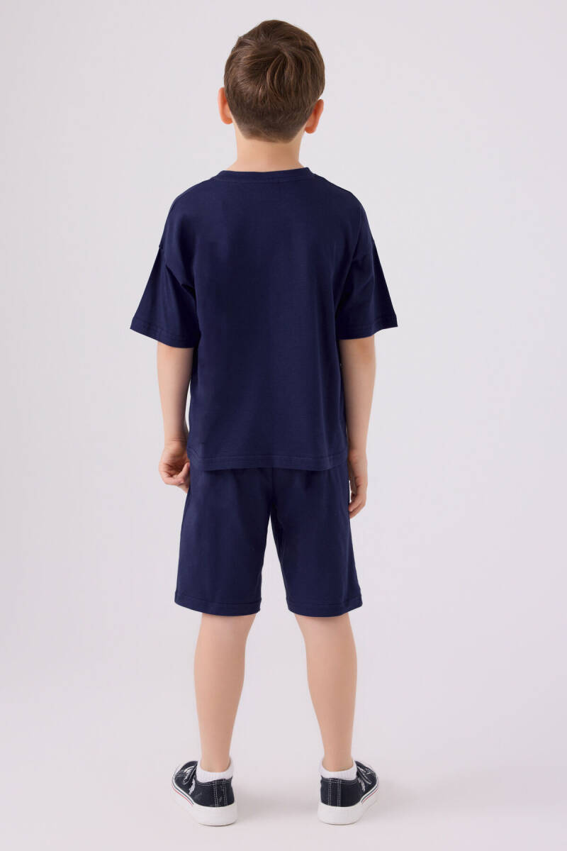 U.S. Polo Assn. Erkek Çocuk Pamuklu Bisiklet Yaka Pigment Baskılı Yazlık Regular Fit Mavi Bermuda Takım US1779-C-V1 - 5