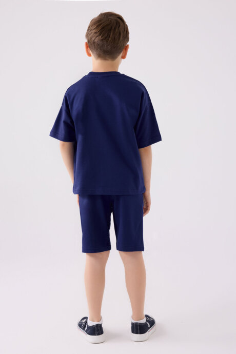 U.S. Polo Assn. Erkek Çocuk Pamuklu Bisiklet Yaka Sargı Nakışlı Yazlık Regular Fit Lacivert Bermuda Takım US1780-C-V10 - 5