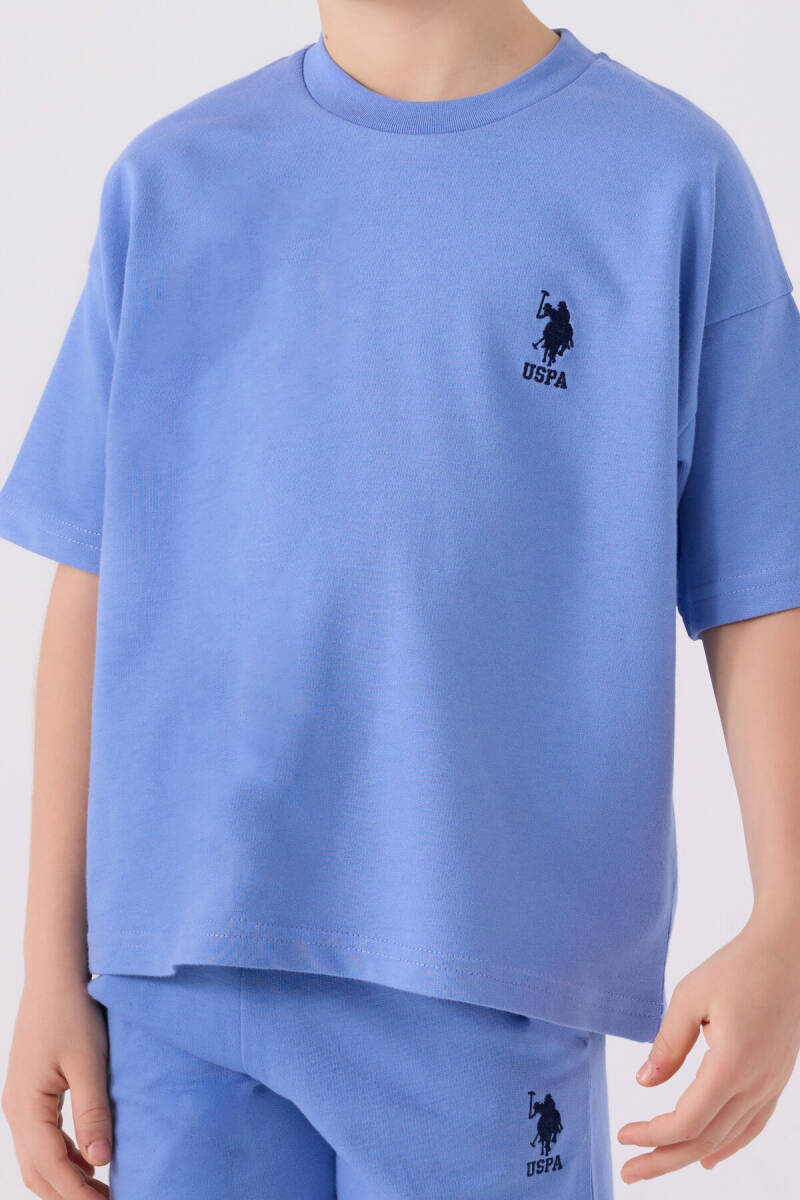 U.S. Polo Assn. Erkek Çocuk Pamuklu Bisiklet Yaka Pigment Baskılı Yazlık Regular Fit Mavi Bermuda Takım US1780-C-V5 - 4