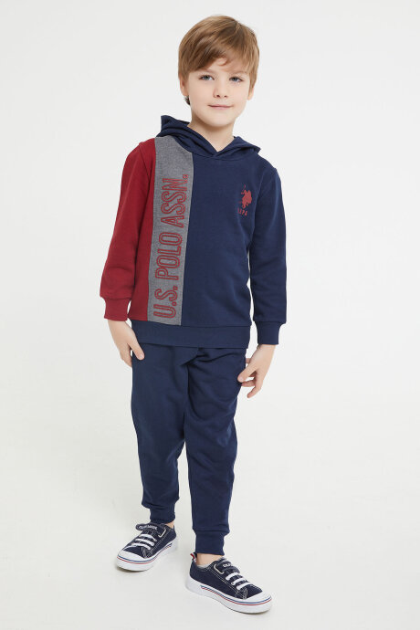 U.S. Polo Assn. Erkek Çocuk Pamuklu Kapüşonlu Empirme Baskılı Kışlık Regular Fit Lacivert Eşofman Takımı US1160-C-V2