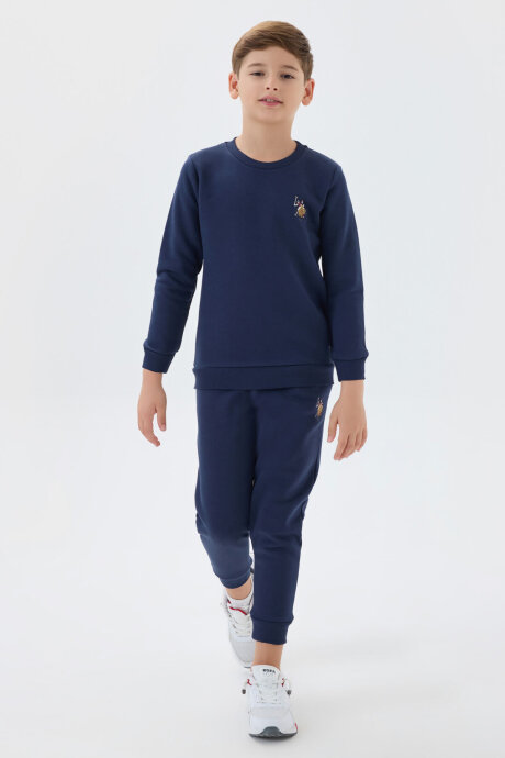 U.S. Polo Assn. Erkek Çocuk Pamuklu Bisiklet Yaka Nakışlı Kışlık Regular Fit Lacivert Eşofman Takımı US1186-C-V2 - 5