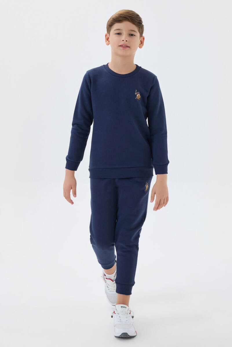 U.S. Polo Assn. Erkek Çocuk Pamuklu Bisiklet Yaka Nakışlı Kışlık Regular Fit Lacivert Eşofman Takımı US1186-C-V2 - 5