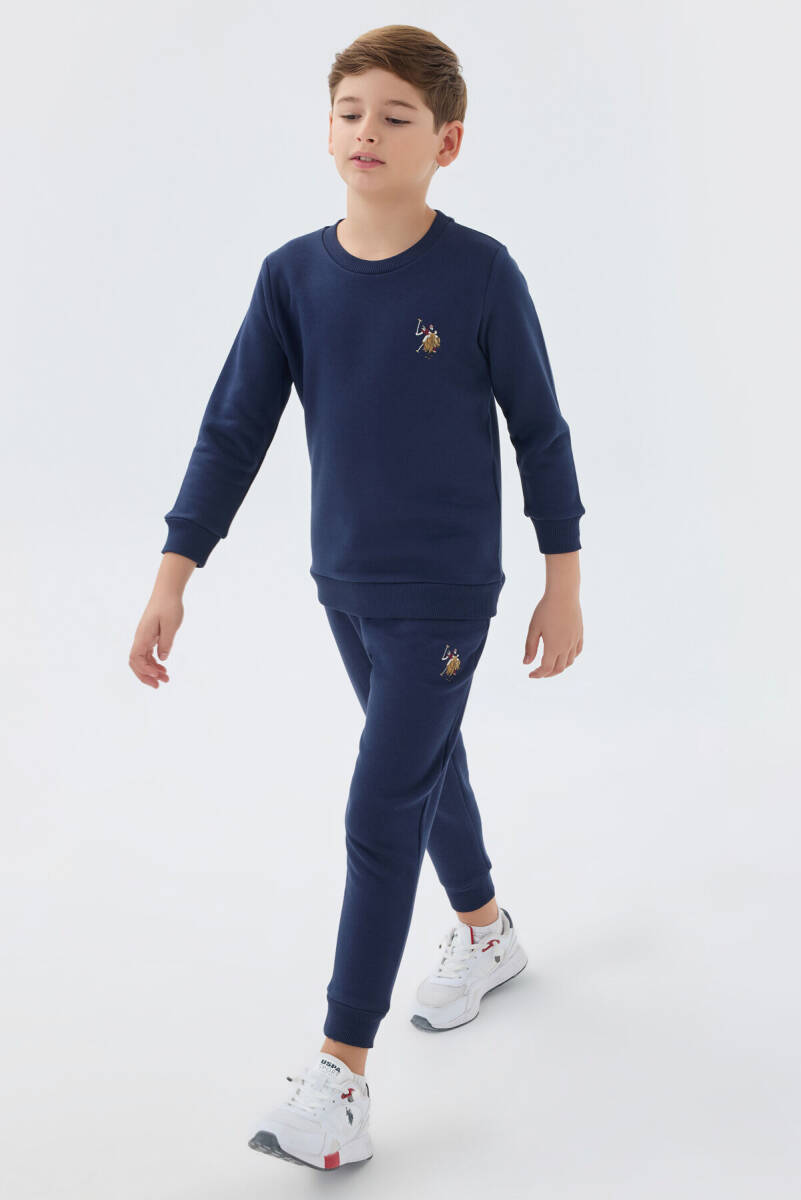 U.S. Polo Assn. Erkek Çocuk Pamuklu Bisiklet Yaka Nakışlı Kışlık Regular Fit Lacivert Eşofman Takımı US1186-C-V2 - 2