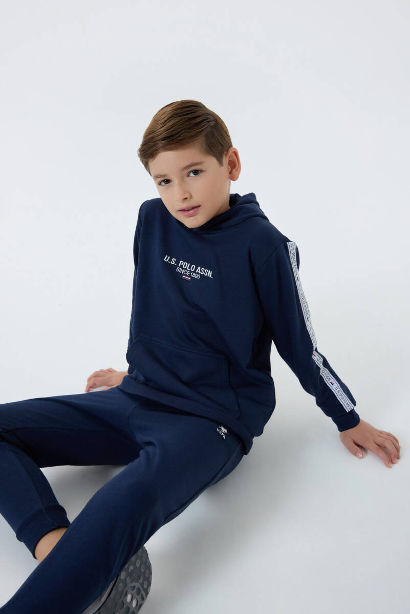 U.S. Polo Assn. Erkek Çocuk Kapüşonlu Nakışlı Kışlık Regular Fit Lacivert Eşofman Takımı US1562-C-V1 - 5