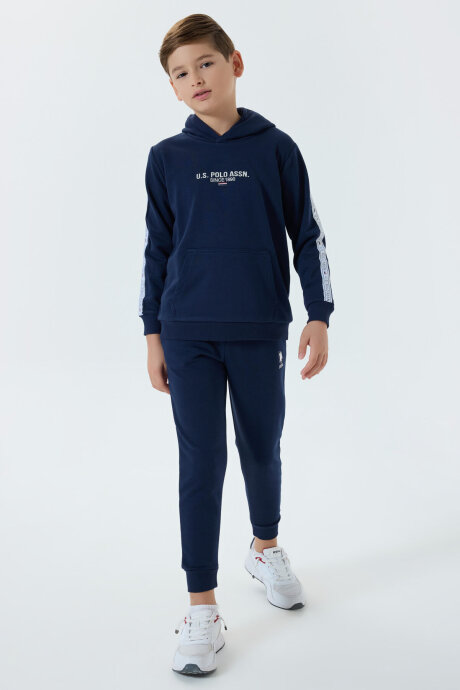 U.S. Polo Assn. Erkek Çocuk Kapüşonlu Nakışlı Kışlık Regular Fit Lacivert Eşofman Takımı US1562-C-V1 - 2