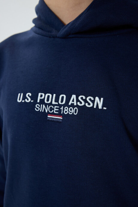 U.S. Polo Assn. Erkek Çocuk Kapüşonlu Nakışlı Kışlık Regular Fit Lacivert Eşofman Takımı US1562-C-V1 - 3