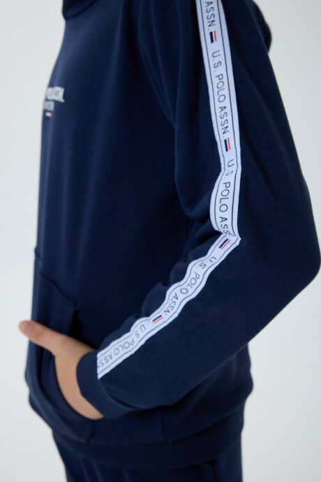 U.S. Polo Assn. Erkek Çocuk Kapüşonlu Nakışlı Kışlık Regular Fit Lacivert Eşofman Takımı US1562-C-V1 - 4
